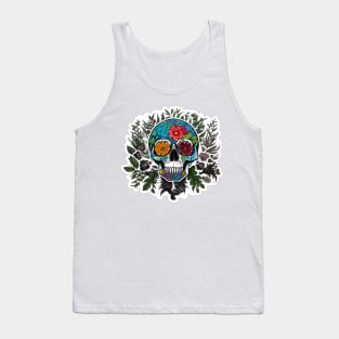 Colourful flowers skull Tank Top